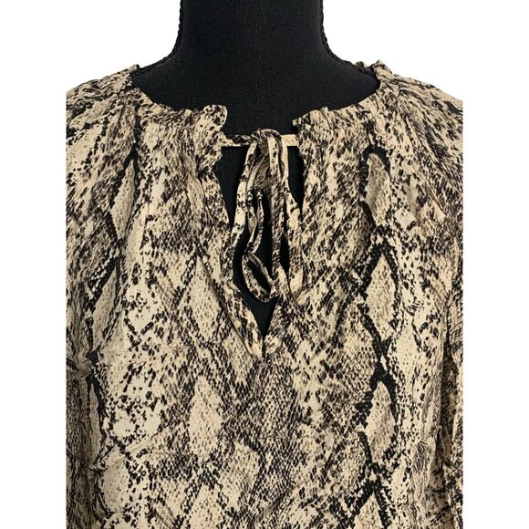 Ava & Viv Womens Tan Snake Print Long Sleeve Top Blouse Plus Size 3X - Picture 2 of 11
